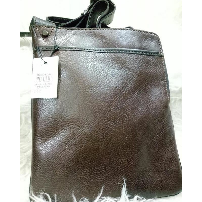 Bags_Branded / Tas Fossil Estate Courier Darkbrown Men Bag Original