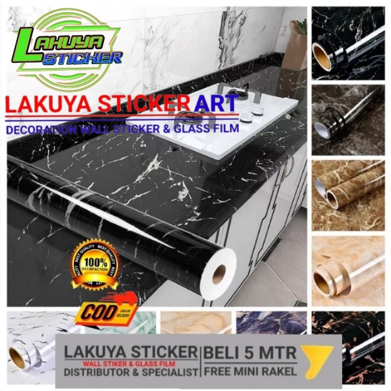 COD Stiker Furniture Lemari Kayu Meja Kaca Pintu Dinding Lantai Dapur Motif Marmer Dan Serat Kayu An