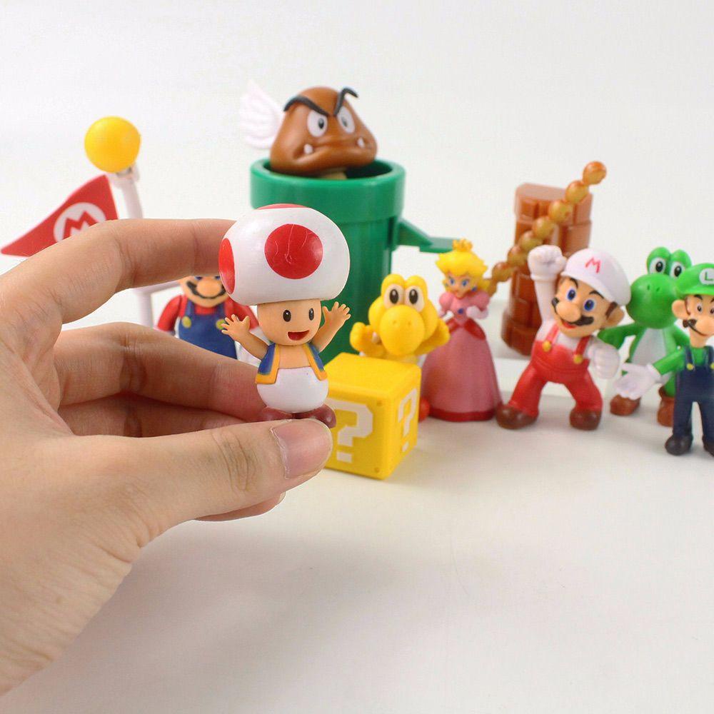 Patung Action Figurine Agustina Kartun Jamur Dekorasi Desktop Mario Model Anime Bros Super Mario.