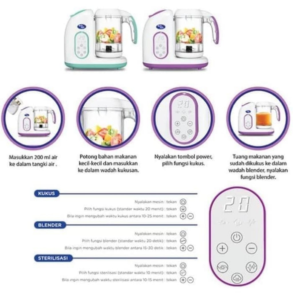 BABY SAFE Digital Food Maker Steam &amp; Blend / Food Processor Blender Penghalus Pencacah Kukusan MPASI Makanan Bayi - LB02