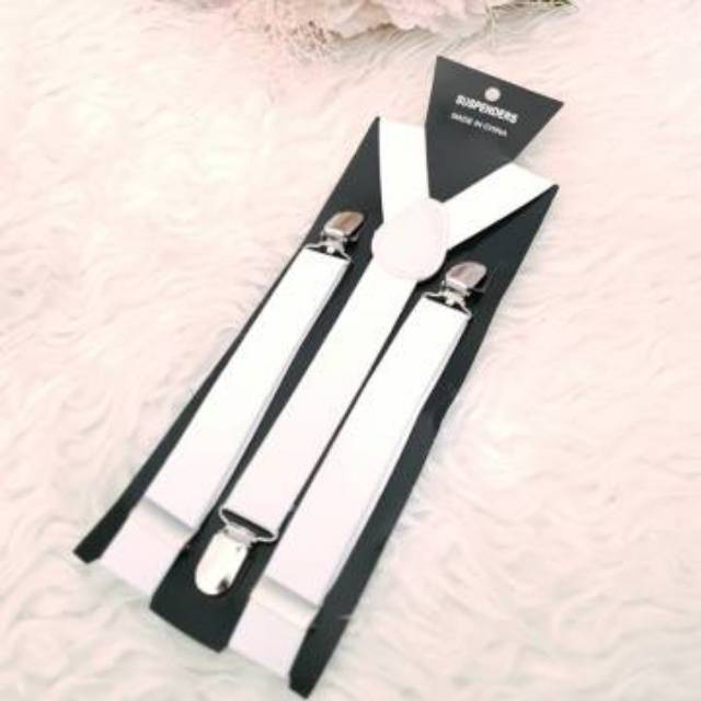 Suspender Putih dewasa Polos lebar 2.5cm