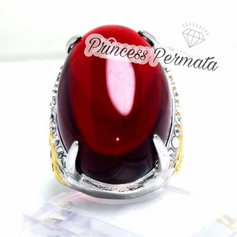 Batu Cincin Merah Siam Jumbo Super Quality Ring Titanium