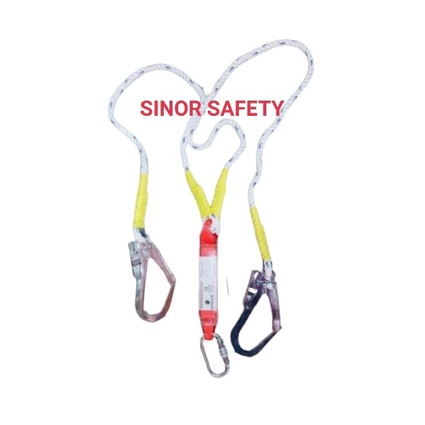 Lanyard Safety Absorber Eco Double Big Hook With Carabinner Gosave Untuk Full Body Harness