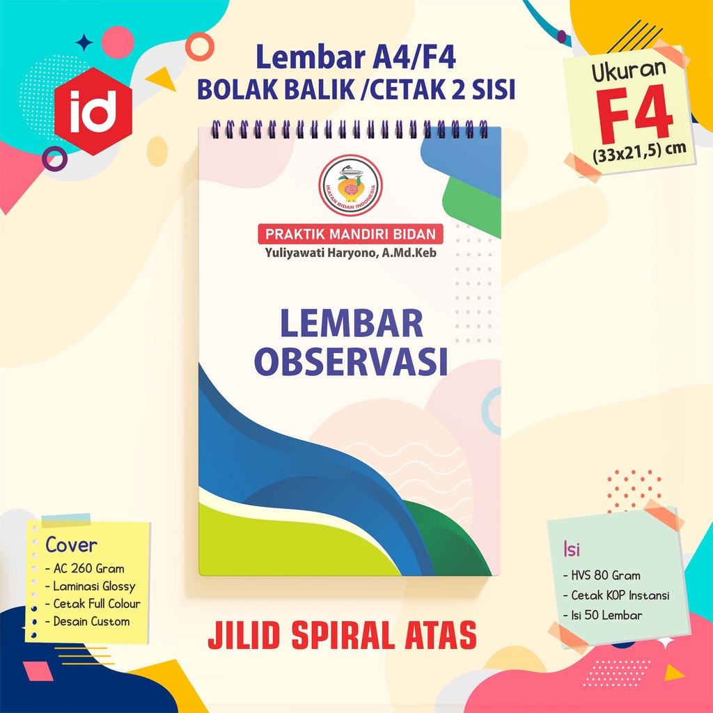 

BUKU LEMBAR BIDAN CUSTOM BOLAK BALIK F4