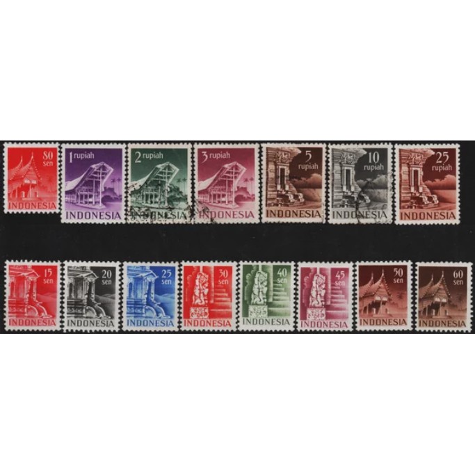 

Perangko Filateli A4-71 Indonesia MNH/MH/VFU 15v 01.09.1949 Temples & Buildings