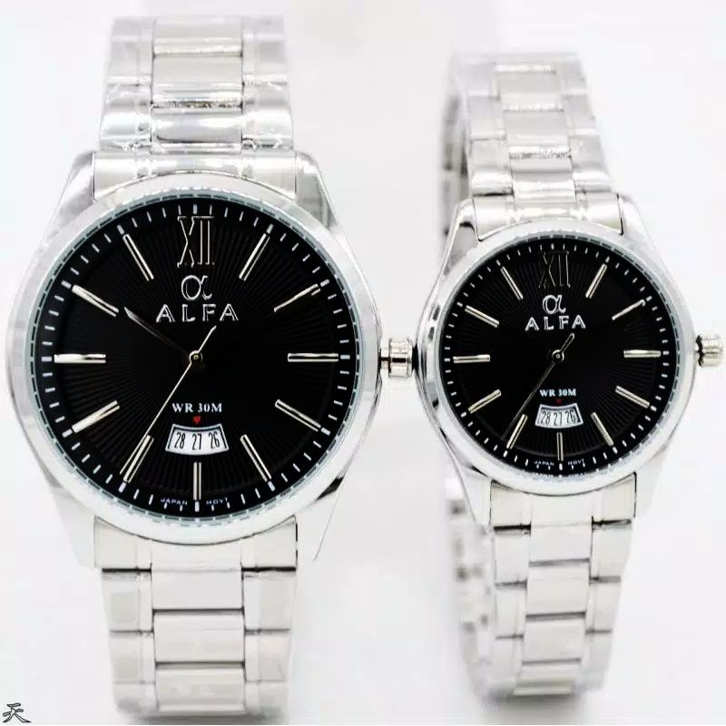 JAM TANGAN ALFA 88159 Jam Tangan Formal Couple Murah Anti Air - Quartz - Original - All Stainless