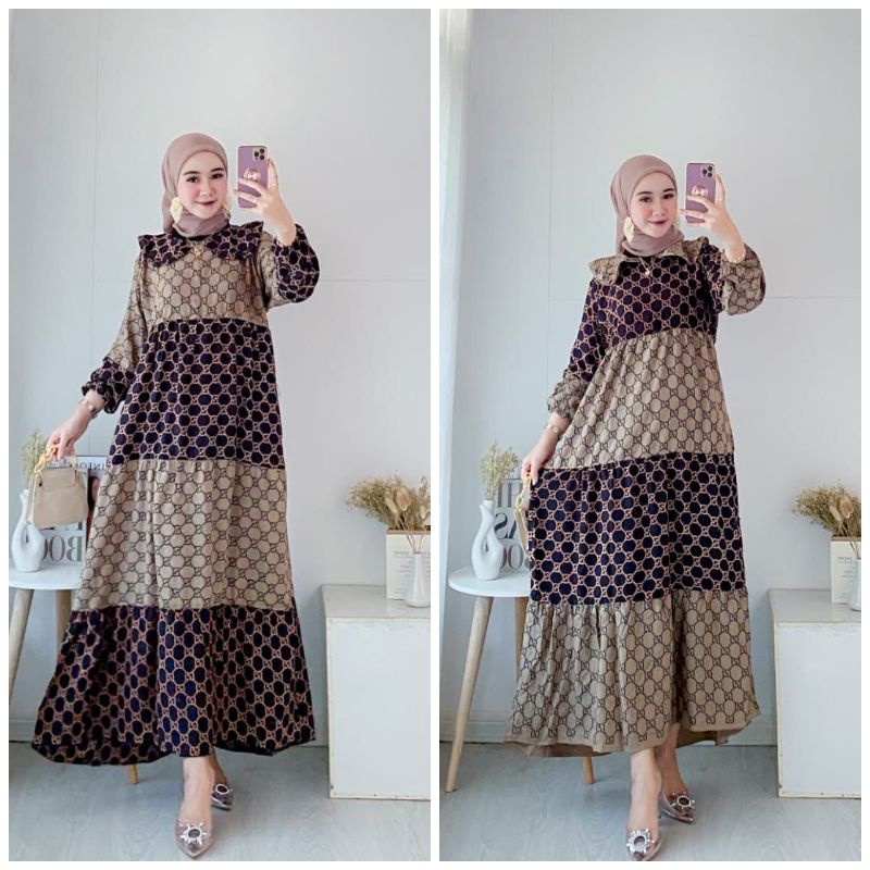 COD - Asmiranda Maxy Gamis Muslim Aurora Dress Shakila Aksen Renda Import Ld  110 Fit XL