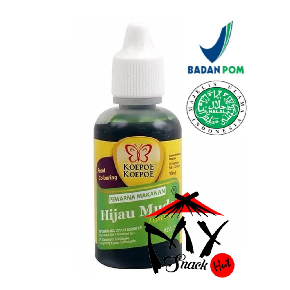 

KOEPOE PEWARNA HIJAU MUDA 30ML - KUPU SUMBO MAKANAN LIGHT GREEN FOOD COLOURING HALAL MUI