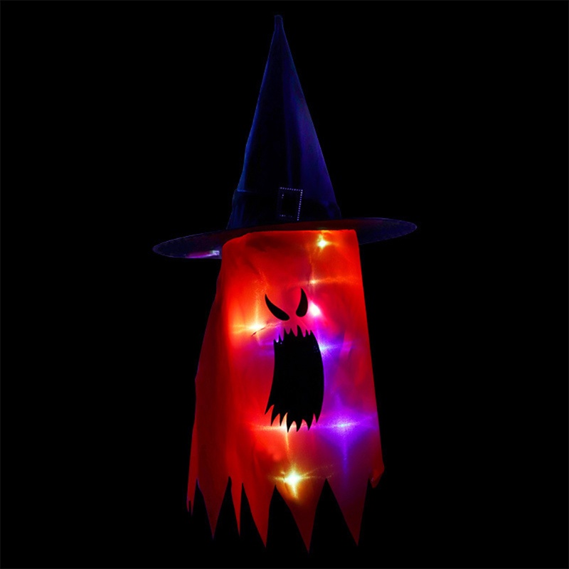 Topi Penyihir Dengan Lampu Glowing Untuk Dekorasi Halloween