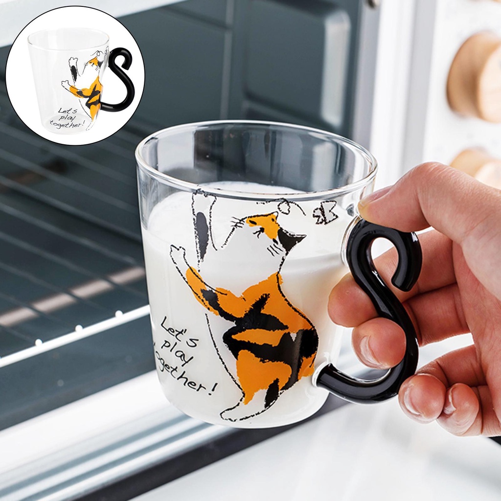 Gelas Mug Cangkir Kopi Coklat Teh Susu Jus Panas Dingin Model Kucing Meow Tail Lucu Korea Style Unik Aesthetic Gift Hadiah Souvenir Chocolate Coffee Milk Tea Juice Office Kantor Kerja Rumah Cafe 250ml