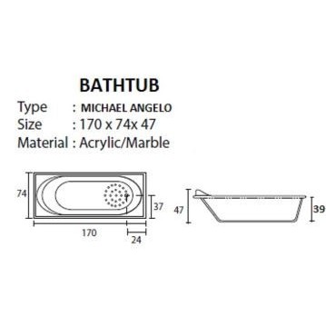 Bathtub Acrylic Long Bathtub M. Angelo