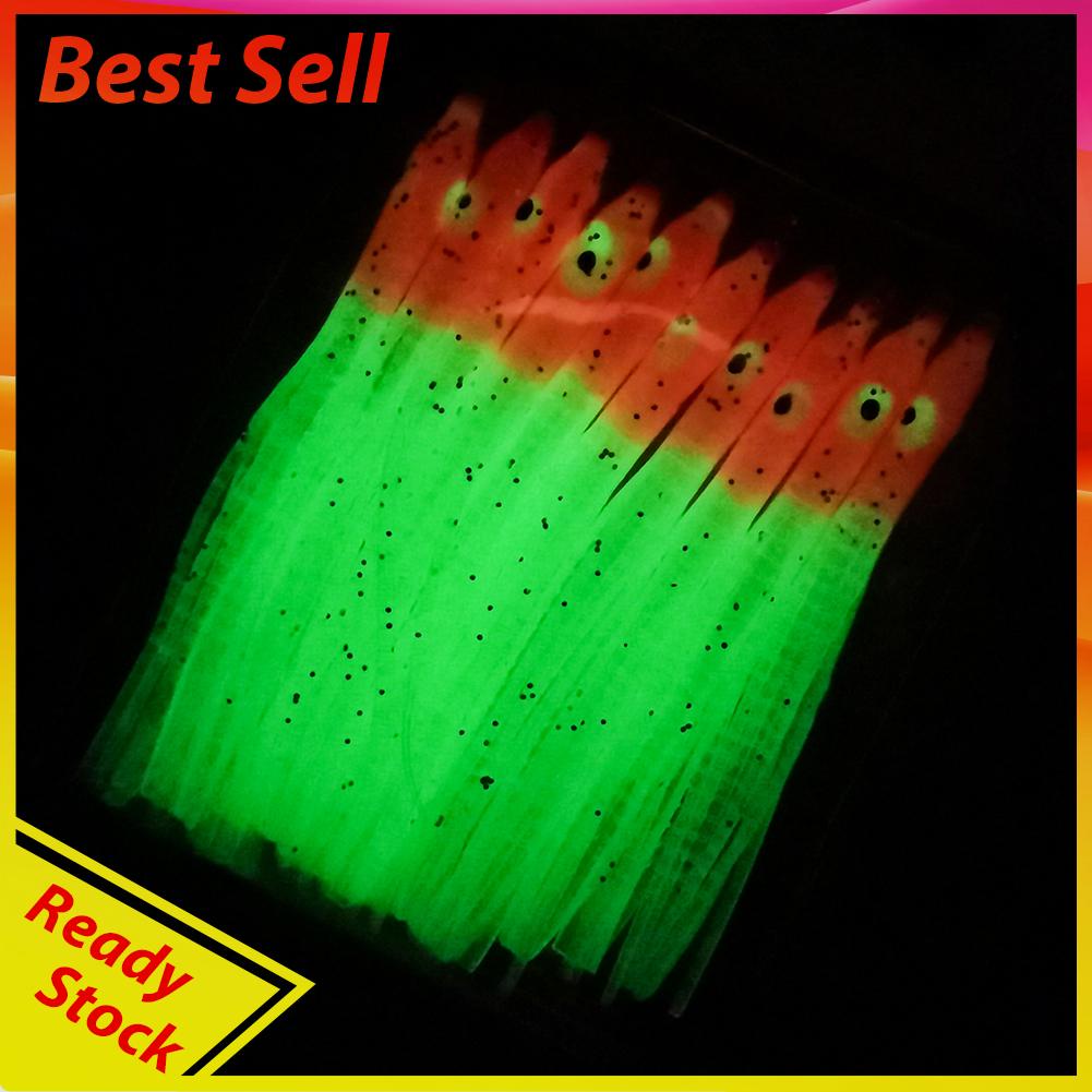 10 Pcs Umpan Pancing Soft Bait Bentuk Gurita Menyala Untuk Tuna