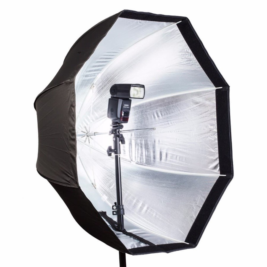 Taffstudio Payung Octagon Softbox Reflektor Flash Speedlight 120CM - CP000739 - Black/Silver