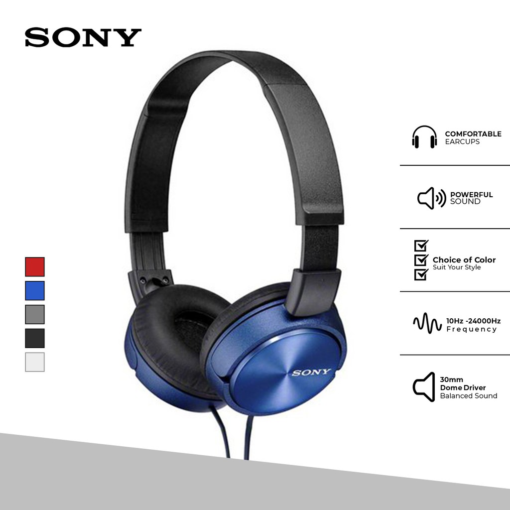 Sony MDR-ZX310AP Headset Mass Model Overbands With Microphone - Blue Original