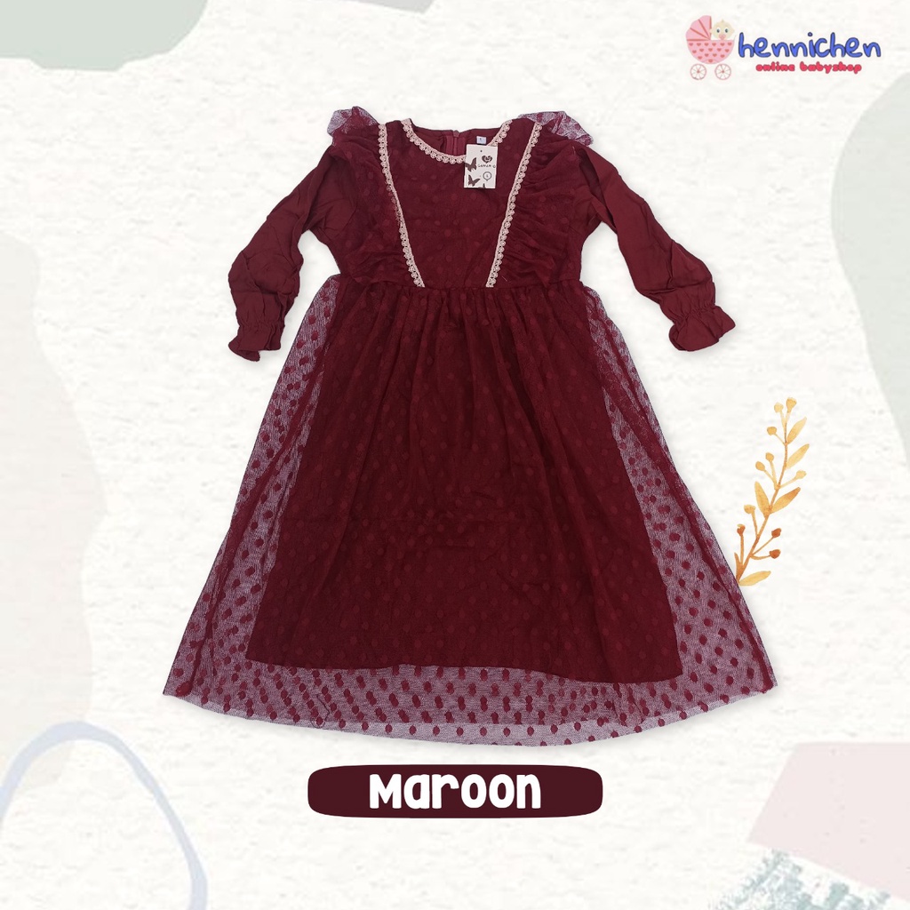 GAMIS ANAK GAMIS IZMA TILE DOT GAMIS PREMIUM ANAK PEREMPUAN BAJU LEBARAN 1- 5 TAHUN