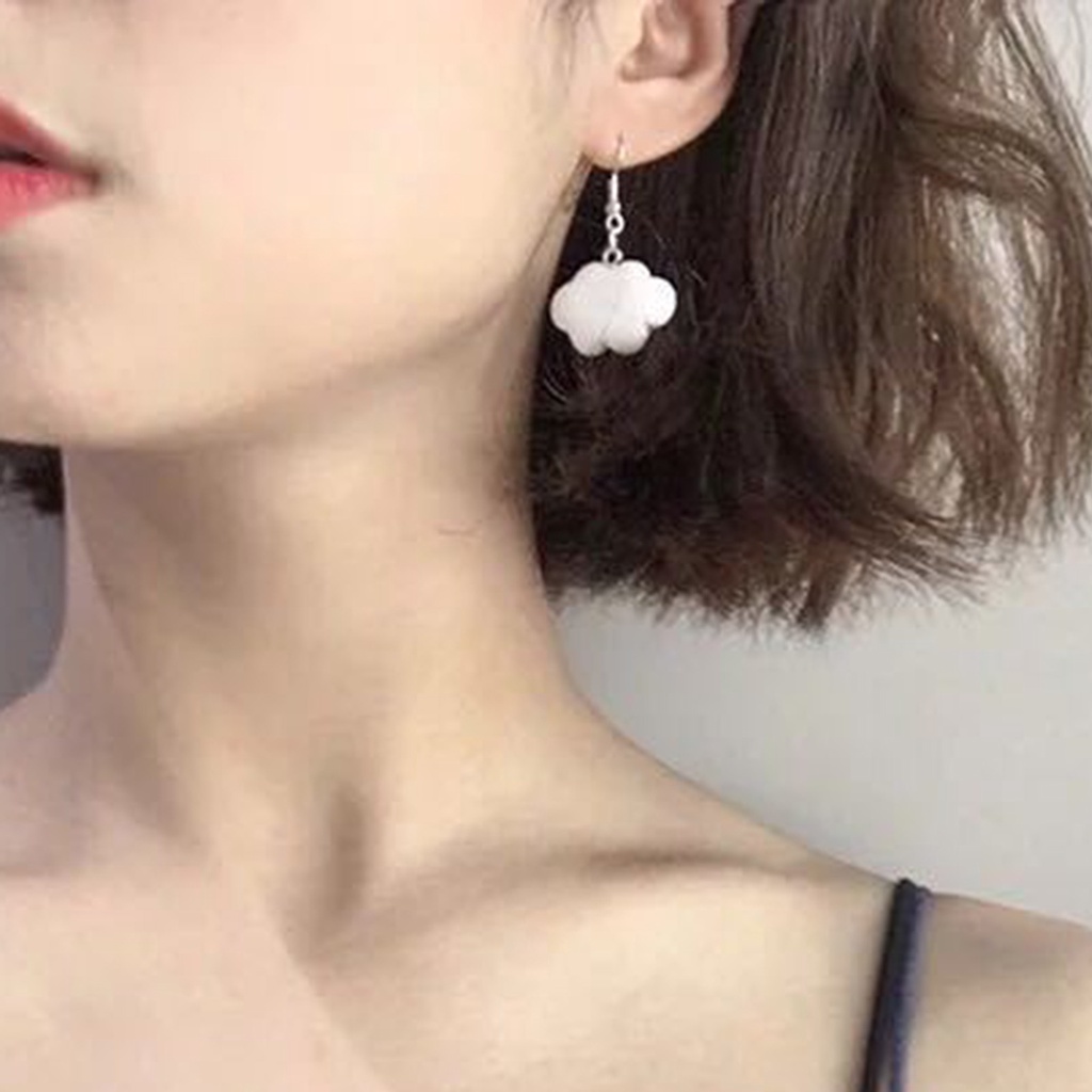 Hu Hu Hu Hu Hu Alat Bantu Pasang Kacamata♡ Anting Kait Gantung Bentuk Awan Lucu Untuk Wanita