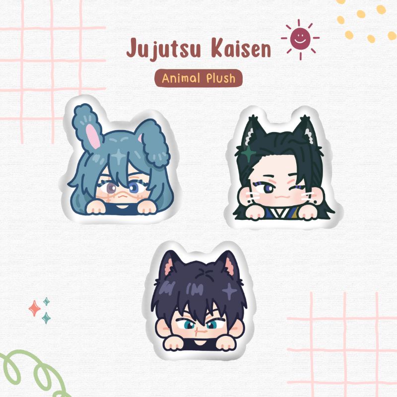 Hisperingin_ Banyak Chara Jujutsu Kaisen Animal Cute Plush Keychain Doll Boneka Anime Gojo Satoru