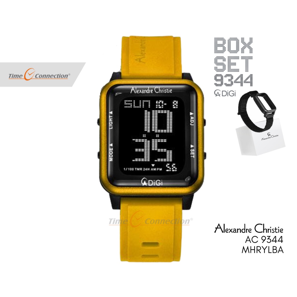 Alexandre Christie AC 9344 MHRYLBA Kuning Original / Jam Tangan Wanita Digital Karet / Yellow Rubber