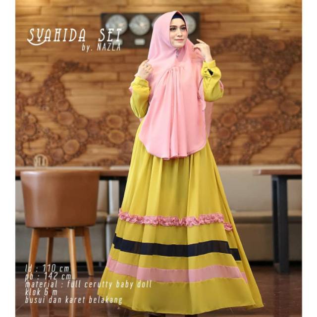 Syahida Syari Ori by Nazla / Gamis / Gamis Terbaru / Gamis Wolfis / Gamis Maxmara / Gamis Monalisa