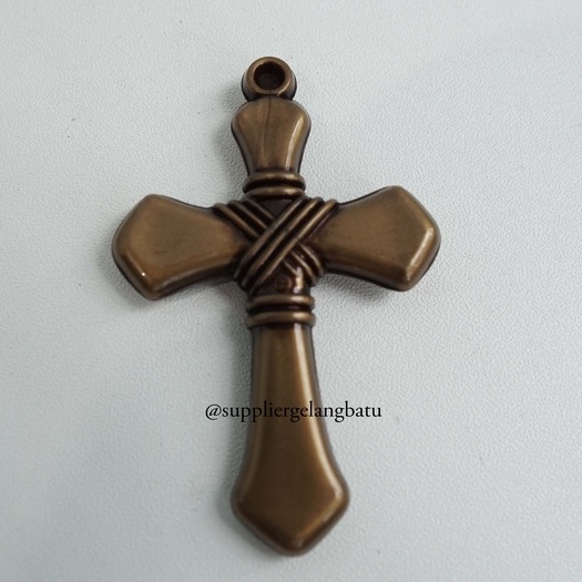 bandul SALIB etnik motif bakar resin BLACK GOLD bahan gelang kalung