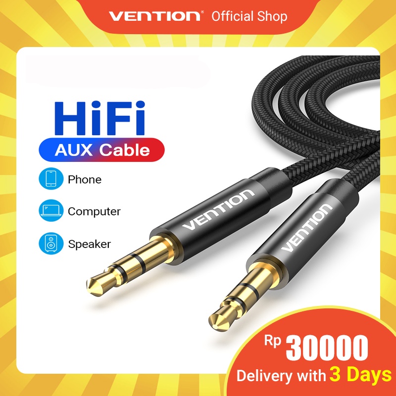 Vention Kabel Aux Audio Splitter Earphone Jack 3.5mm Cable for Headphones Car Home Stereo Untuk Speaker