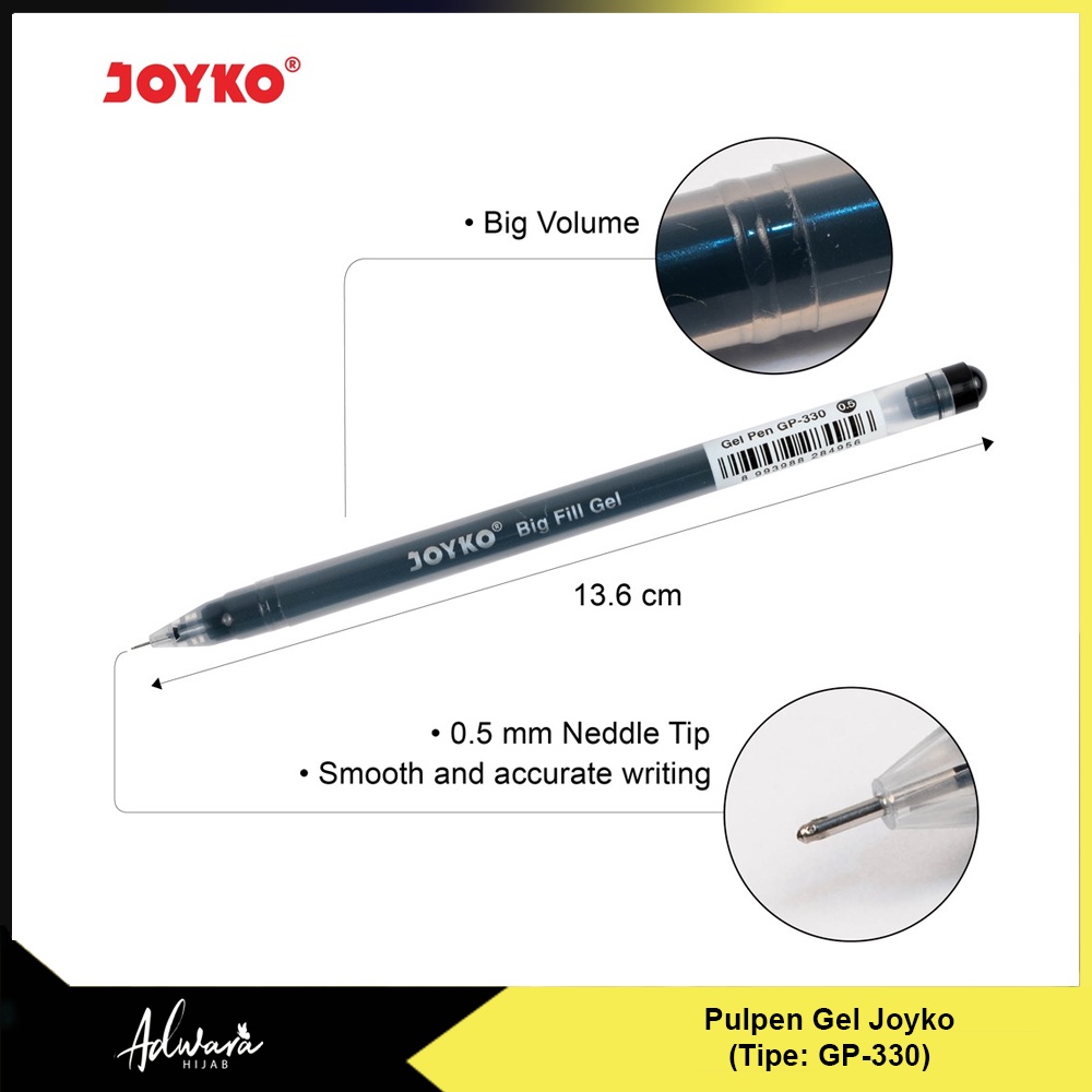 Pulpen Joyko Big Fill Gel GP-330 / Pena Gel Joyko 0.5 mm (Hitam)