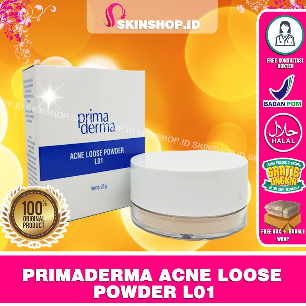 PRIMADERMA ACNE LOOSE POWDER L01 dan N01 20gr Original / Bedak Tabur Kulit Berminyak  Berjerawat  BPOM AMAN