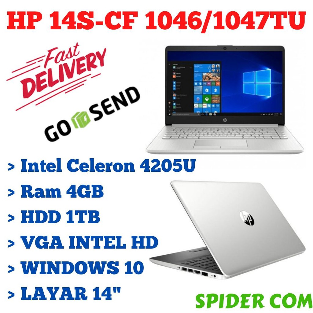 Promo Laptop Hp 14s Cf 1046 1047tu Intel Celeron 4205u 4gb 1tb 14 Intel Hd Windows 10 Shopee Indonesia