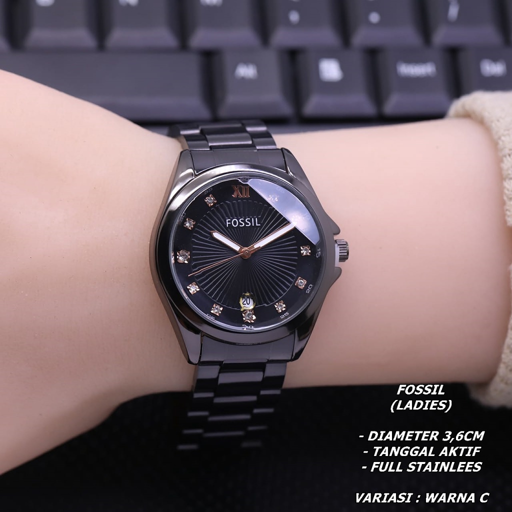 JAM TANGAN WANITA FASHION RANTAI BODY BULAT TANGGAL AKTIF