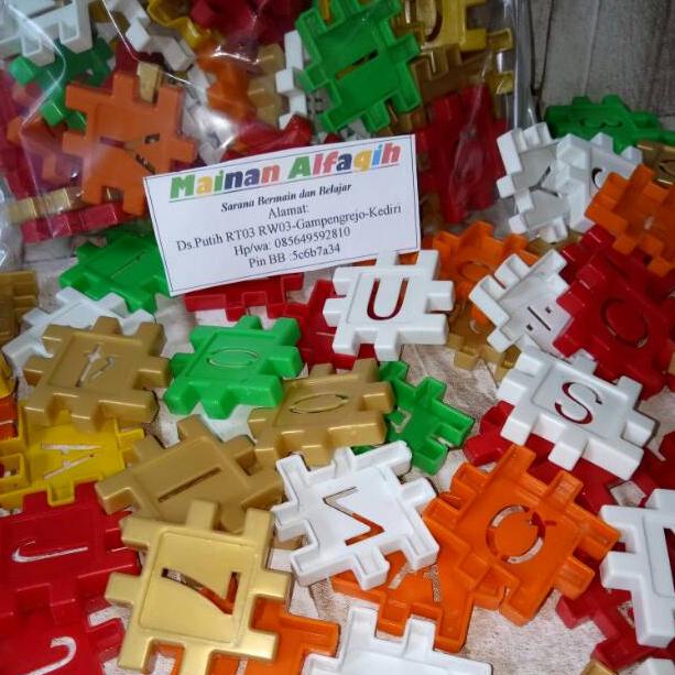 {Mam31au22ᴰ} Mainan Anak Edukatif-Mainan Lego Meronce Kubus Huruf dan Angka Plastik