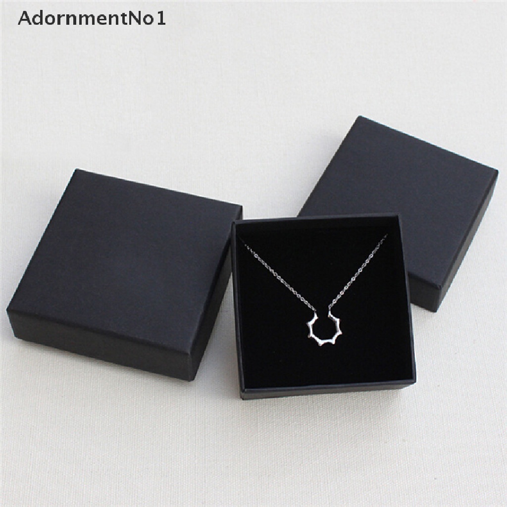 (AdornmentNo1) Kotak Penyimpanan Cincin / Kalung / Anting / Gelang Bahan Kertas Warna Hitam Untuk Hadiah