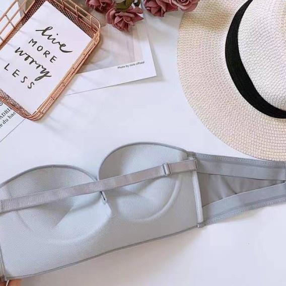 ◌ Bra 336 Model Tanpa Tali Strapless Bra Push Up Garis Nonslip ➭