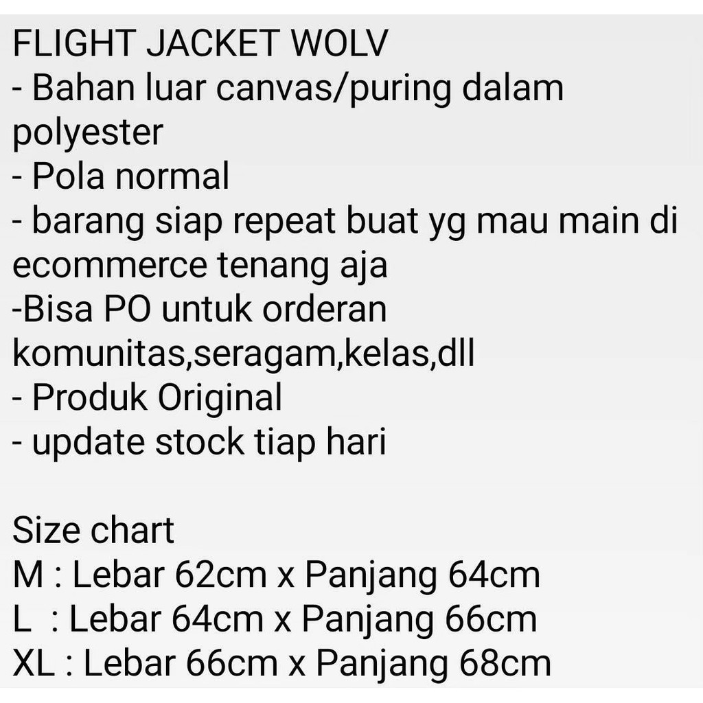 AKN- JAKET BOMBER PRIA / JAKET MOTOR CANVAS / JAKET HARINGTON FLIGHT ORIGINAL DISTRO WOLV