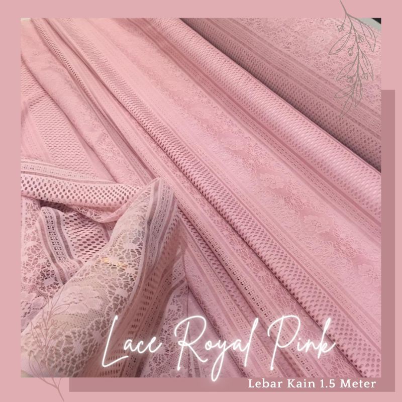 Dasar Kain Kebaya Brokat Lace Vintage Royal Dusty Pink