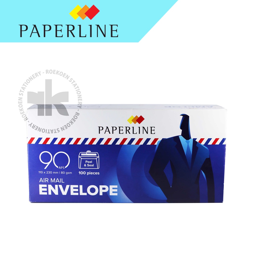 

Paperline Amplop Putih 90 Airmail 230 x 110mm Dengan Perekat (Dos Biru)