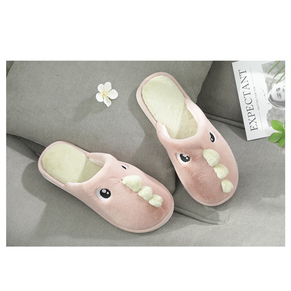 ILAHUI Winter Slipper/Three-dimensional dinosaur embroidery cotton drag