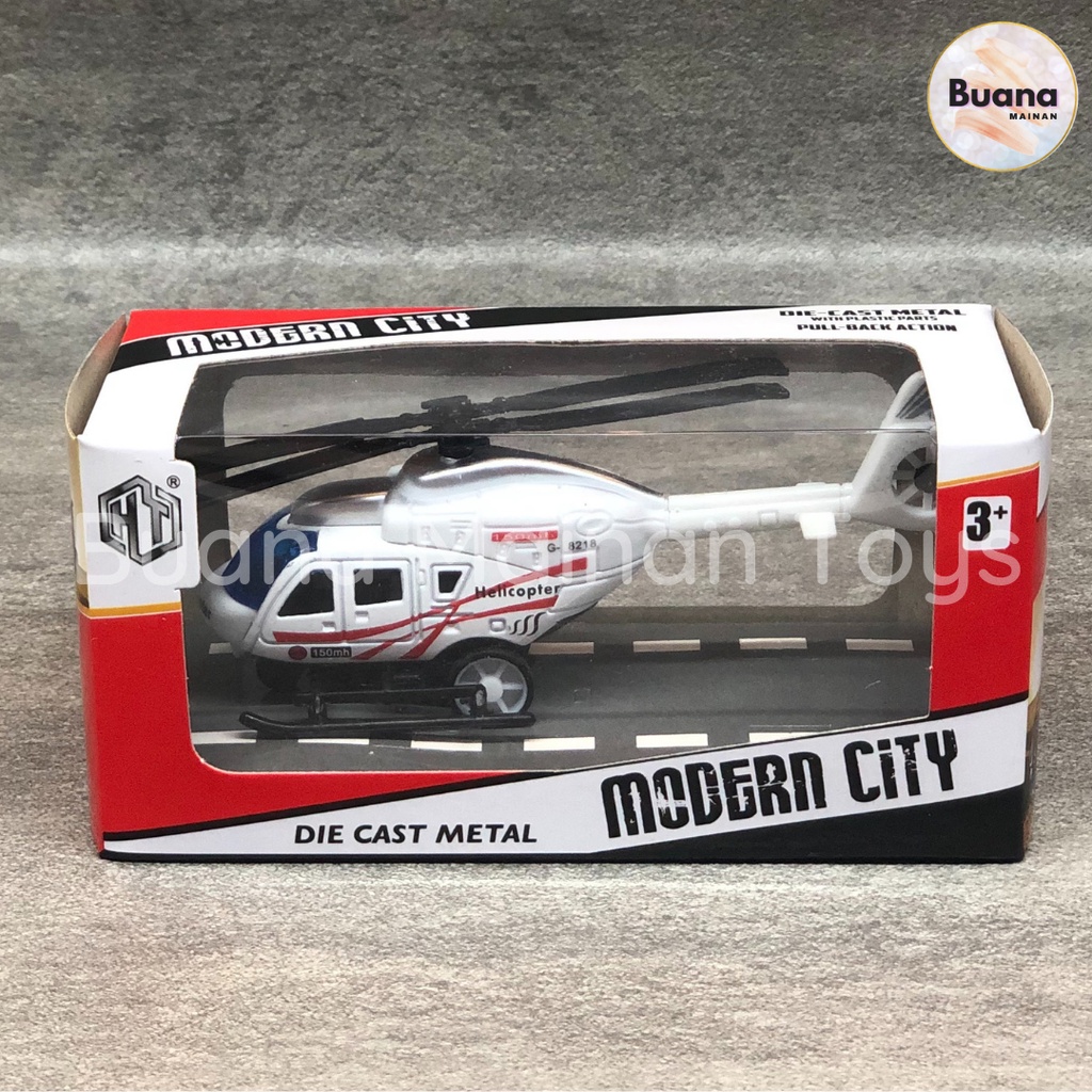 DIECAST MODERN CITY HELICOPTER MAINAN ANAK KENDARAAN HELIKOPTER CITY TRASNPORT DIE-CAST M218