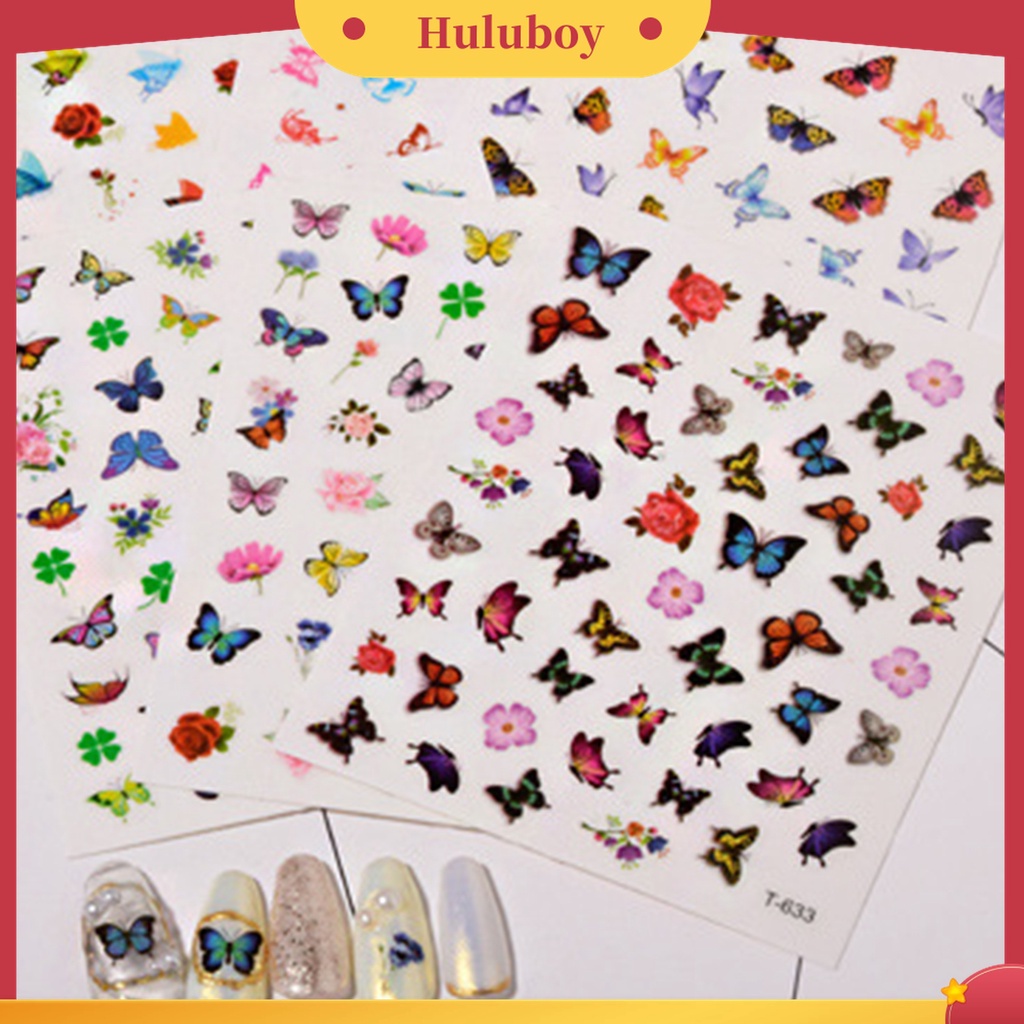 Huluboy Huluboy♡ 6pcs Stiker Kuku Motif Bunga Natal Untuk Pemula