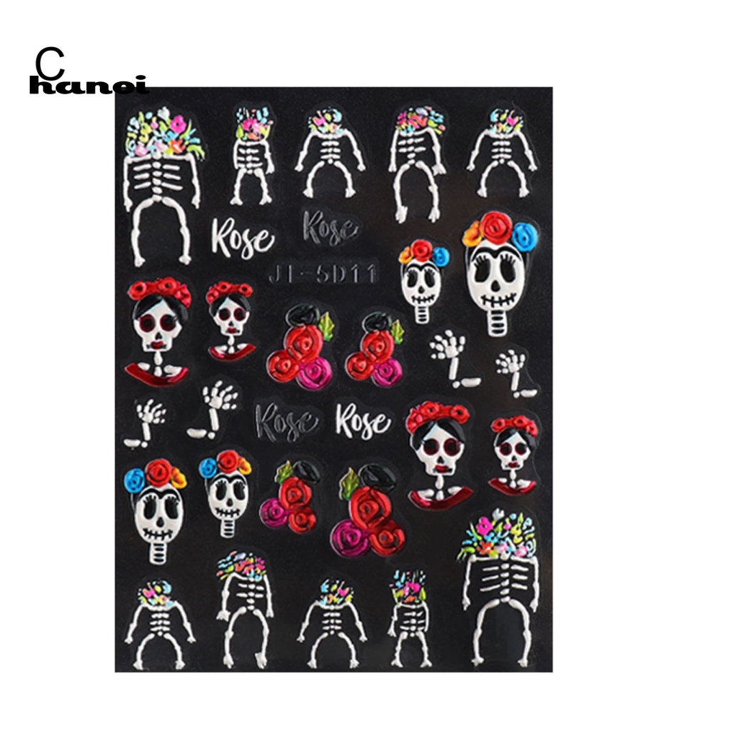 Han Stiker Kuku Motif Halloween Untuk Nail Art DIY