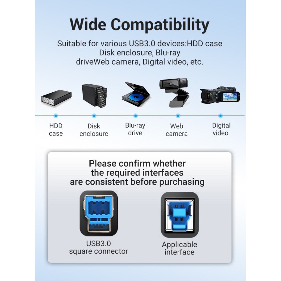 vention kabel printer usb 3.0 A male to usb B male