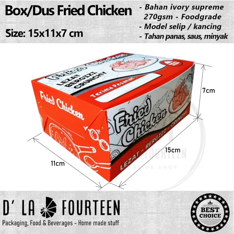 

Box / Dus / Kotak Fried Chicken Ivory 270gsm Uk 15x11x7cm