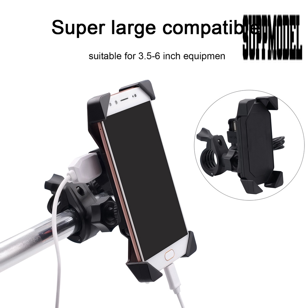 Bracket Holder Handphone Universal Anti Air Dengan Charger USB Untuk Motor / Mobil