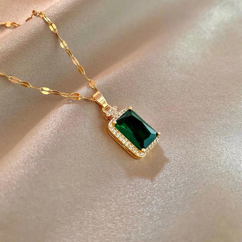 Kalung Titanium Green Mata Tanam Trending Korea Fashion Style