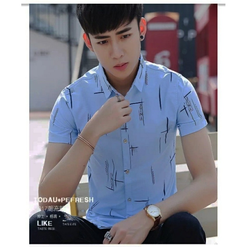 HARE BLUE Kemeja Pria Lengan Pendek Terbaru Keren Untuk Kerja K