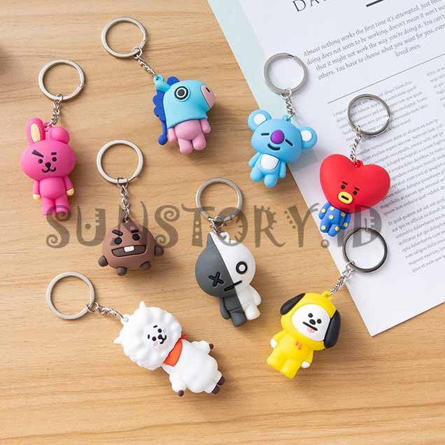 GANTUNGAN KUNCI BTS KARAKTER KARTUN PVC LUCU / GANTUNGAN KUNCI MOBIL &amp; MOTOR / GANTUNGAN TAS / KEY CHAIN