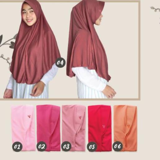 ℮ JILBAB INSTAN BERGO kerudung krudung khimar bergo hijab size L mylaa bahan kaos anak sekolah Antem