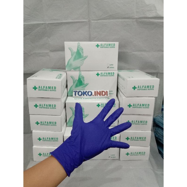 Sarung Tangan Nitrile isi 100 Alfamed / Sarung Tangan Nitrile / Disposable Gloves