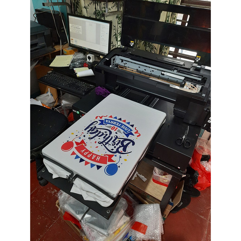 SABLON KAOS SATUAN PRINT DTG KAOS PUTIH A3