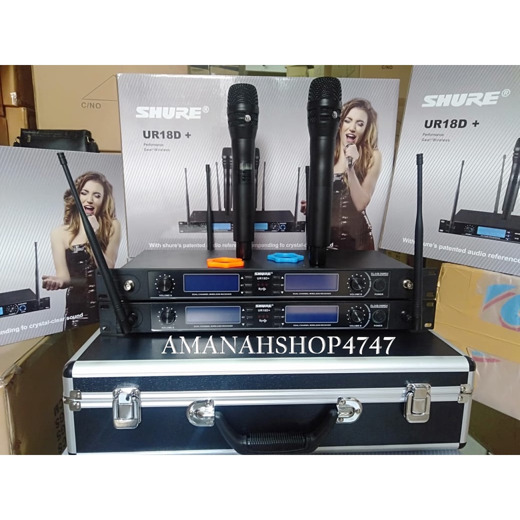 MICROPHONE WIRELESS NIRKABEL MIC UR 18 D + UR18D+