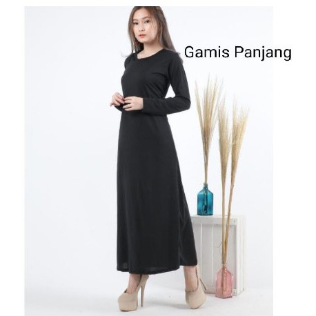 MANSET GAMIS SPANDEK LENGAN PANJANG WARNA HITAM / inner GAMIS COCOK UNTUK BB 45-65 KG/ GAMIS SPANDEK ANTI GERAH TERLARIS BISA COD ( BAYAR DI TEMPAT )